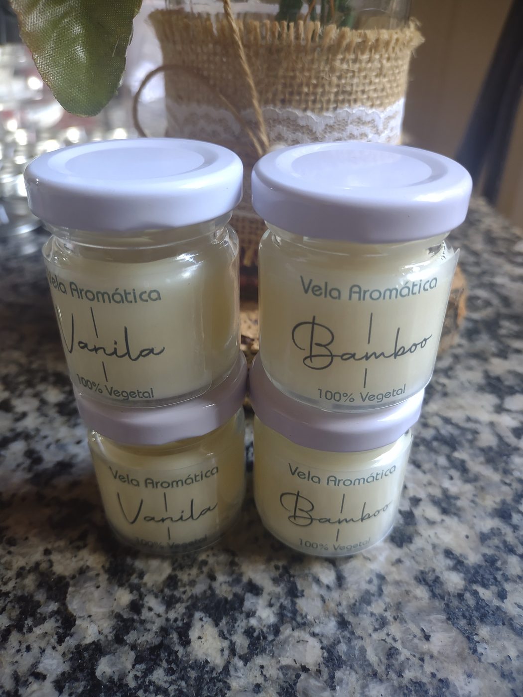 Mini potes 40g, aromas vanila e bamboo
